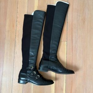 Stuart Weitzman Buckle Knee High Leather Boots 5050